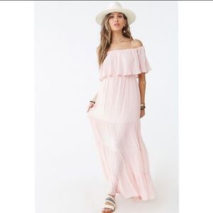Pink off the shoulder maxi dress